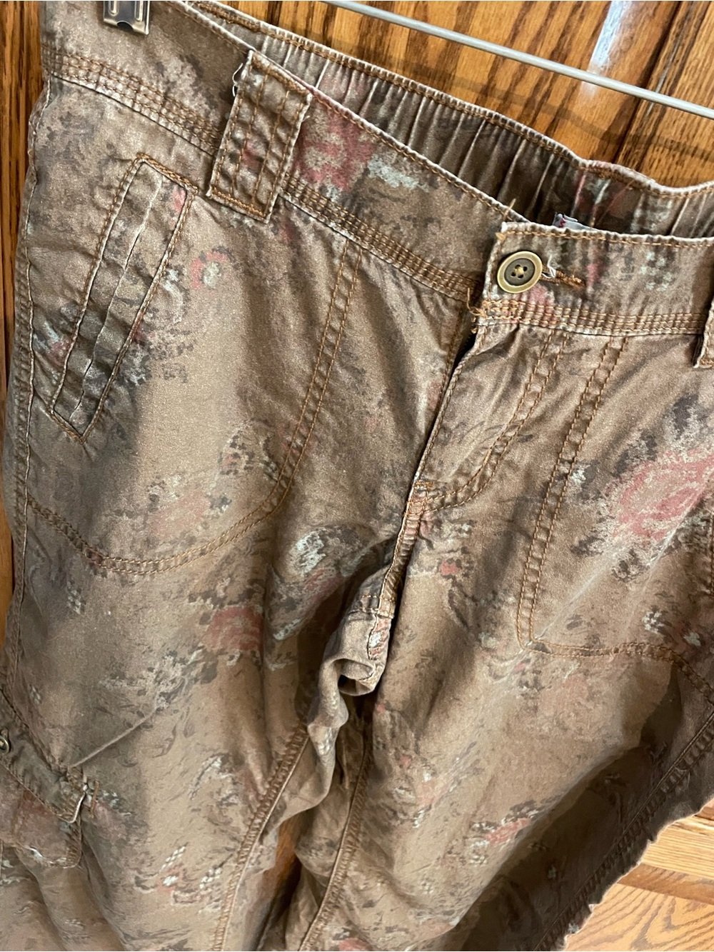 BDG Beige-Brown Floral Print Casual Pants from Urban Outfitters